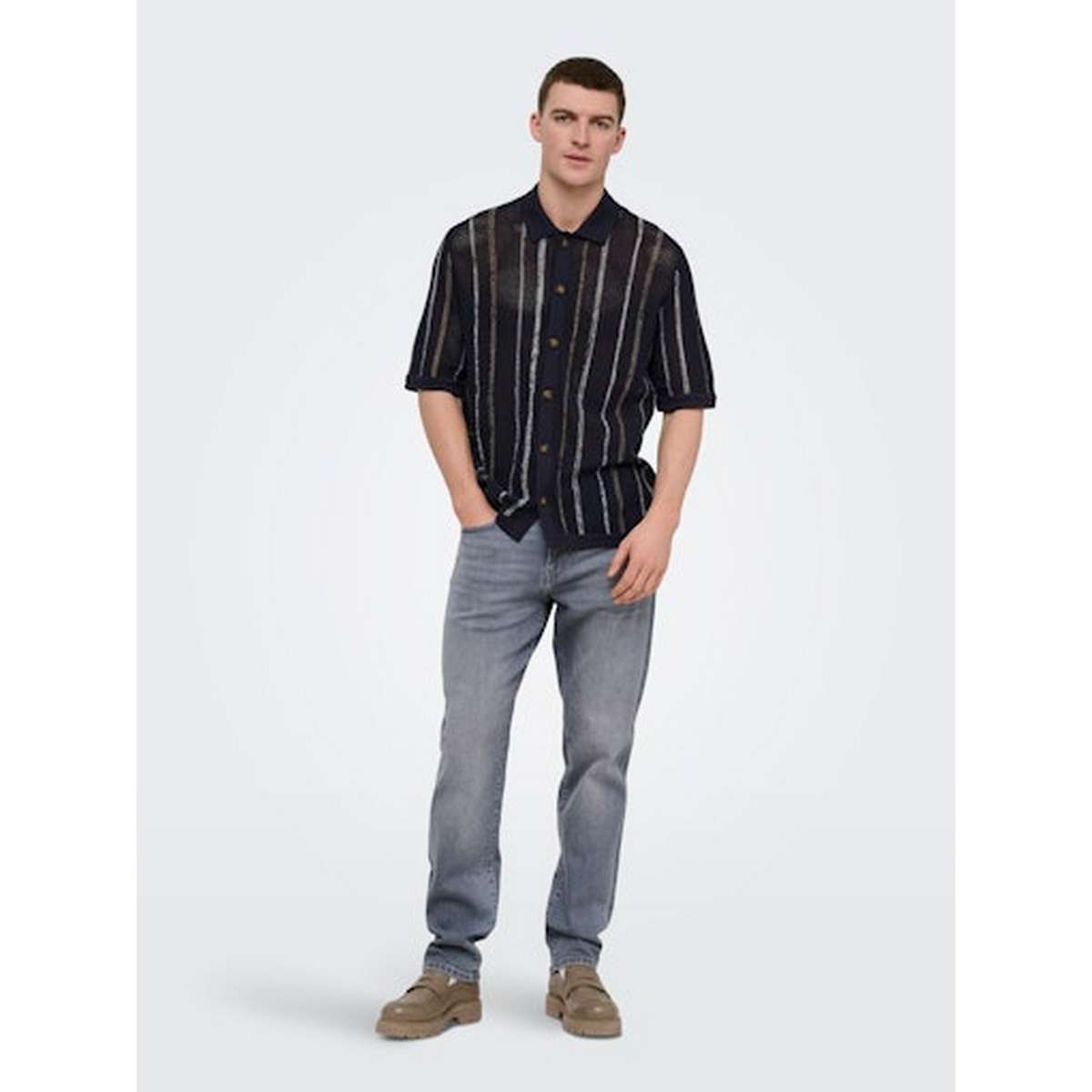 ONLY & SONS MENS WEFT REGULAR FIT COTTON JEAN 22037007 GREY